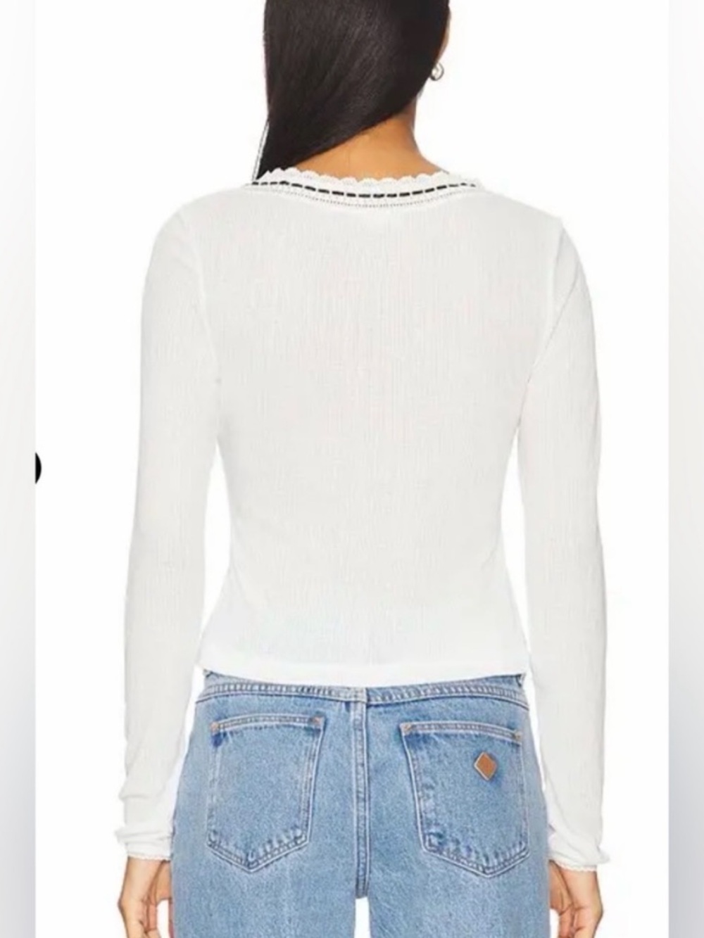 NWT Free People Ribbed V-Neck Long Sleeve Top - Picture 2 of 8
